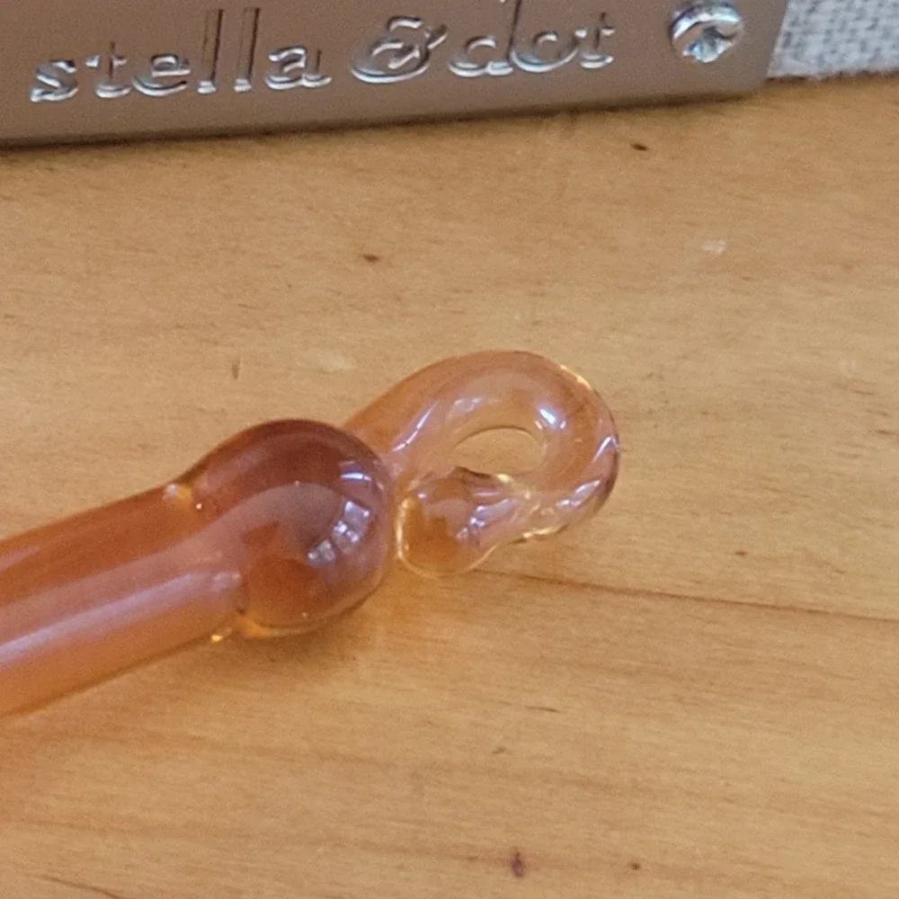 Vintage Amber Art Glass Teardrop Pendant Handblown Style 3 Inch